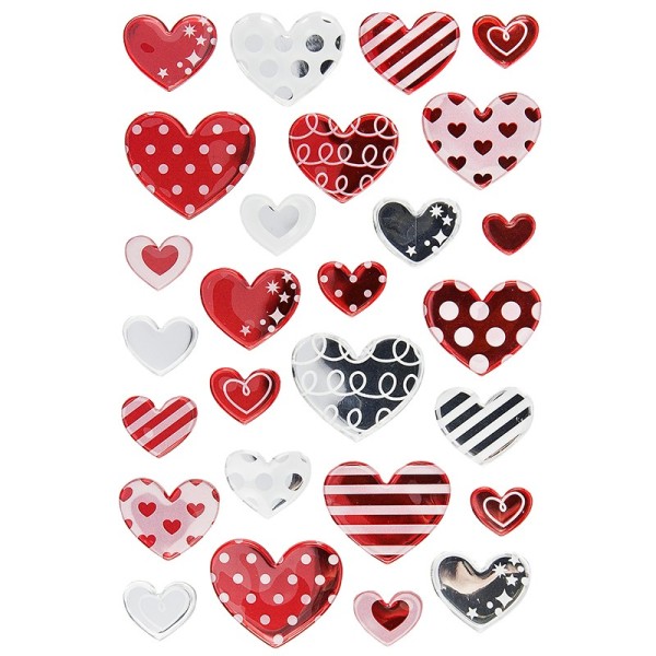 Epoxy-Sticker, Herzen, 15cm x 10cm, 27 Sticker