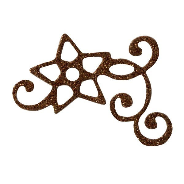 Glitzer-Ornamente, 25er Set, 4,5x5,5cm, Stern 3, braun