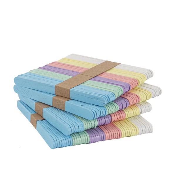 Holzstäbchen pastell, 11,4cm lang, 1cm breit, 6 versch. Farben, 200 Stück