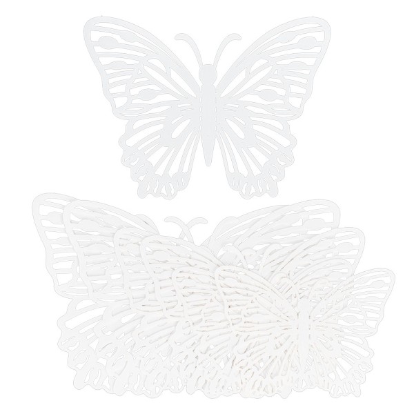 Laser-Aufleger Schmetterlinge, Design 2, je 2 Stück in 3 Größen, weiß, hochglänzend, 6 Stück