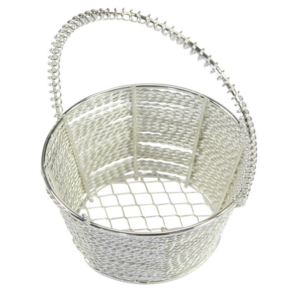 Edel-Drahtkörbchen, rund, Ø6,3cm, 7,5 cm hoch, 2 Stück, silber