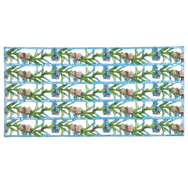 Wachs-Bordüren auf Platte, Enzian, 19 x 2 cm, 5 Reihen