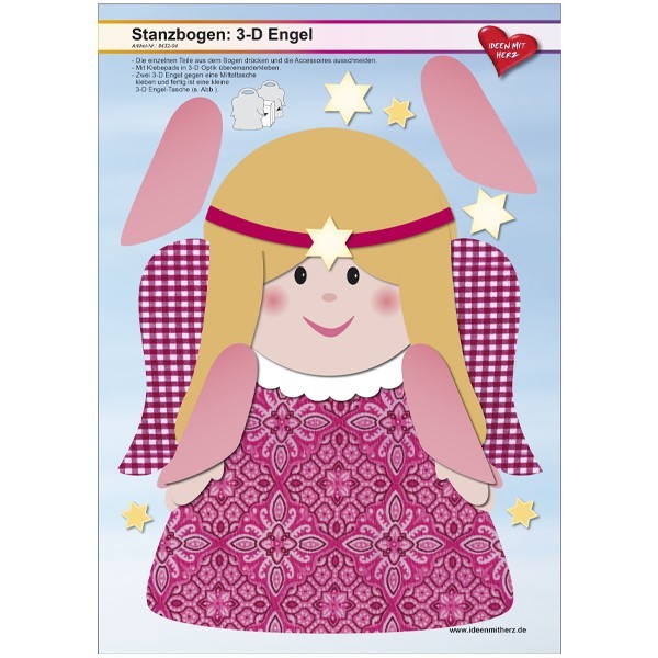 Stanzbogen, 3-D Engel, DIN A4, Design 4, 2er Set