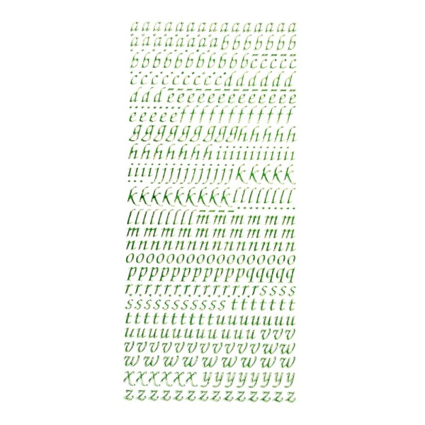 Sticker, Alphabet 1 Kleinbuchstaben, Spiegelfolie, grün