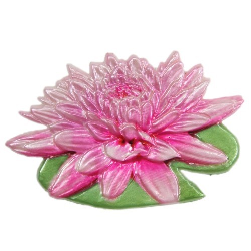 Wachsornament, Seerose, farbig, geprägt, 8,5x6,5cm, Design 7