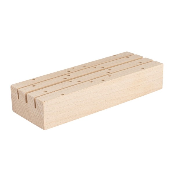 Holzständer, Design 1, 15cm x 5,6cm x 3cm, 3 Schlitze und 22 Löcher