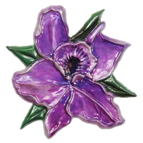 Wachsornament, Iris, farbig, geprägt, 7x7cm