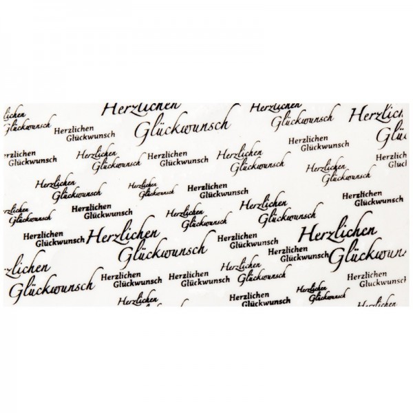 Wachsplatte, bedruckt, "Herzlichen Glückwunsch", 20cm x 10cm, schwarz/creme