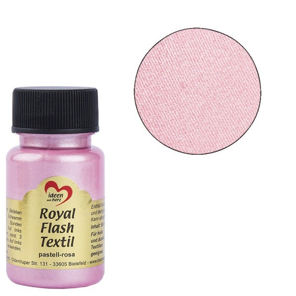 Royal Flash Textil, Glitzer-Metallic-Farbe, 50 ml, pastell-rosa