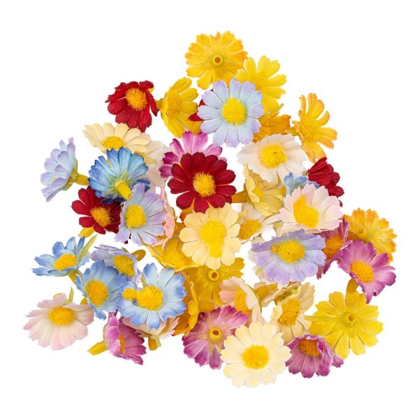 Deko-Blüten, Farbmix 7, Ø 2,5cm, verschiedene Farben, 47 Stück