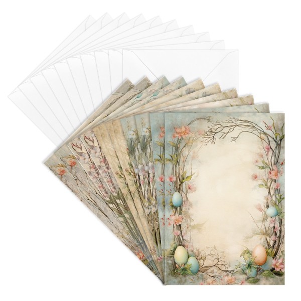 Motiv-Grußkarten & Umschläge, Vintage-Ostern 1, 2x 5 Designs, 11,5cm x 16,5cm, 20-teilig