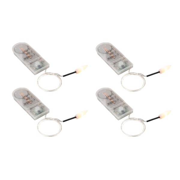 LED-Kerzenflammen am Draht, mit Flackereffekt, je 1 LED in Warmweiß, inkl. Timer, 4 Stück