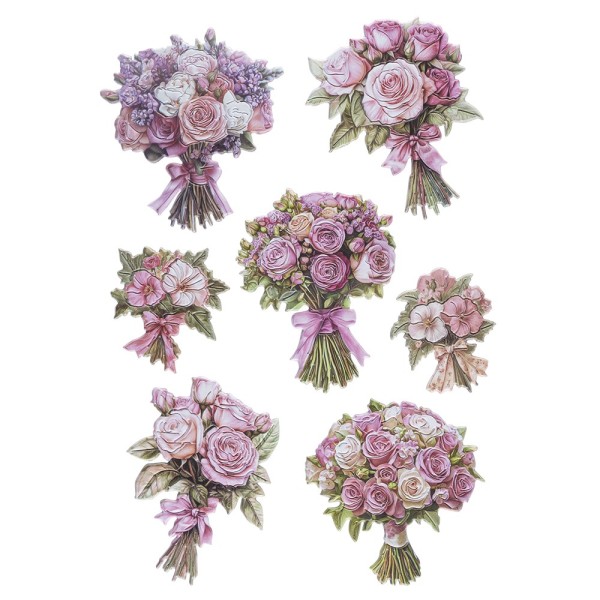 3-D Relief-Sticker, Blumensträuße 1, verschiedene Größen, selbstklebend