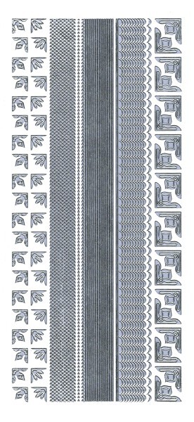 Sticker, Linien und Eck-Ornamente, silber