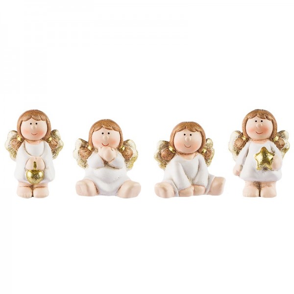 Deko-Figuren, Engel, 5cm & 6cm hoch, sitzend & stehend, 4 Stück