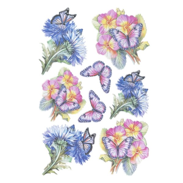 3-D Relief-Sticker, Schmetterlinge & Blumen 2, Design 5, verschiedene Größen, selbstklebend
