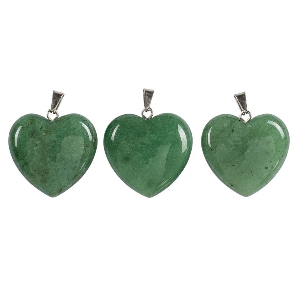 Aventurin-Herzanhänger, 2,5cm x 1cm x 2,4cm, mit silberfarbener Öse, 3 Stück