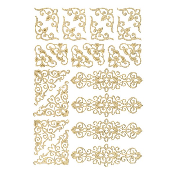 3-D Sticker Deluxe, Ornamentik Elemente, 21cm x 30cm, gold, selbstklebend