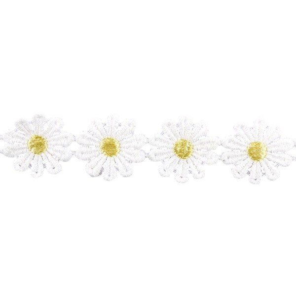Stoffblüten-Band "Margeriten", 2,5cm breit, 1m lang