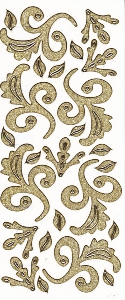 Microglitter-Sticker, Blumenornamente, gold