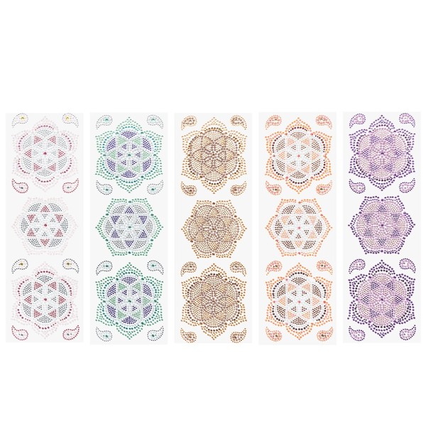 Strass-Ornamente, Mandalas, verschiedene Designs und Farben, 5 Bogen