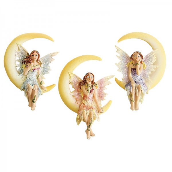 Relief-Elfen im Mond, 3er Set