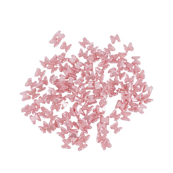 Miniatur-Schmuckstein-Schmetterlinge, perlmutt, 0,6cm x 0,6cm x 0,3cm, pastell-pink, 100 Stück