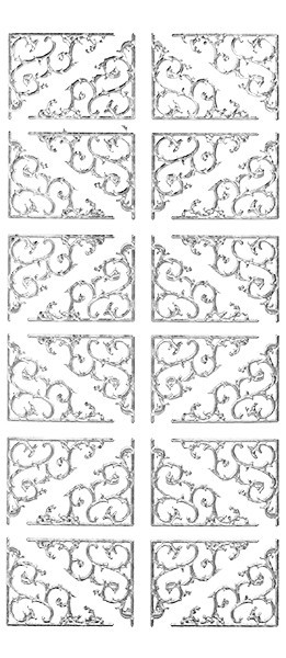 Stickerbogen, ornamentale Ecken, silber.