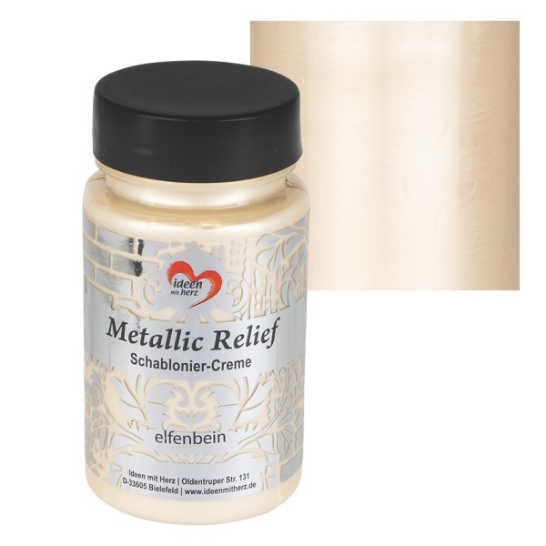 Metallic Relief, Schablonier-Creme, elfenbein, 90ml