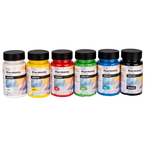 Acrylfarben "Harmony", Basic-Farbtöne, 6 x 90ml, 6 Farben