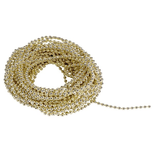 Perlen-Band, 10m lang, Perlen: Ø 3mm, hellgold
