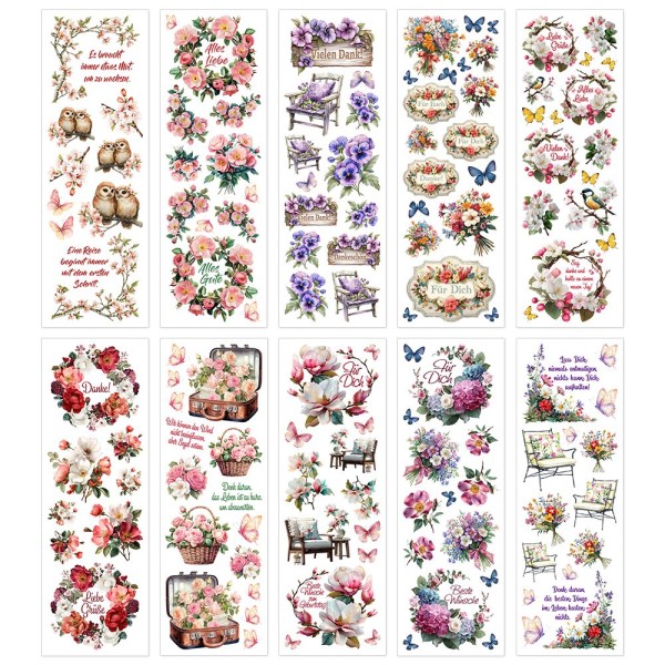 Premium-Transfers, Sag's mit Blumen, 10cm x 30cm, farbig, 10 Bogen