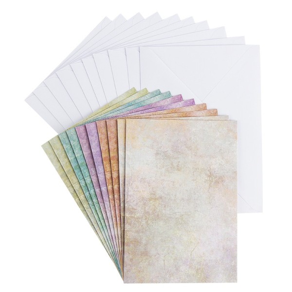 Motiv-Grußkarten, Shabby Chic, B6, 5 versch. Farbtöne, inkl. Umschläge, 10 Stück