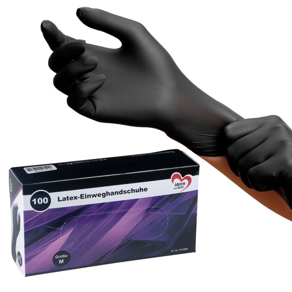 Latex-Einweghandschuhe, schwarz, Größe M, 100 Stück