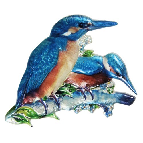 Wachsornament, Eisvogel, farbig, geprägt, 7,5x7,5cm