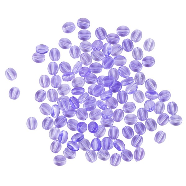 Oval-Perlen, transparent, 8mm, violett, 100 Stück