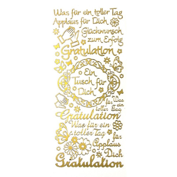 Sticker, Schriften, "Gratulation/Applaus", uvm., Spiegelfolie, gold