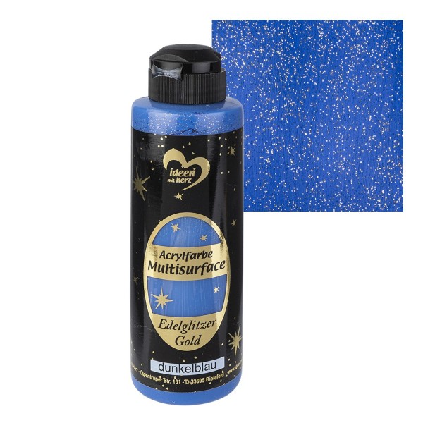 Acrylfarbe "Multisurface", Edelglitzer Gold, dunkelblau, 180ml