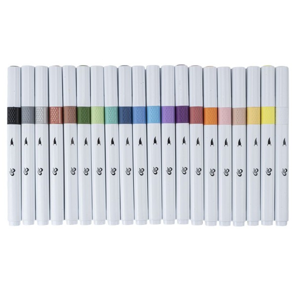 Acryl-Brush-Marker mit weicher Pinselspitze, Sortierung 2, 20 Farben, 20 Stück