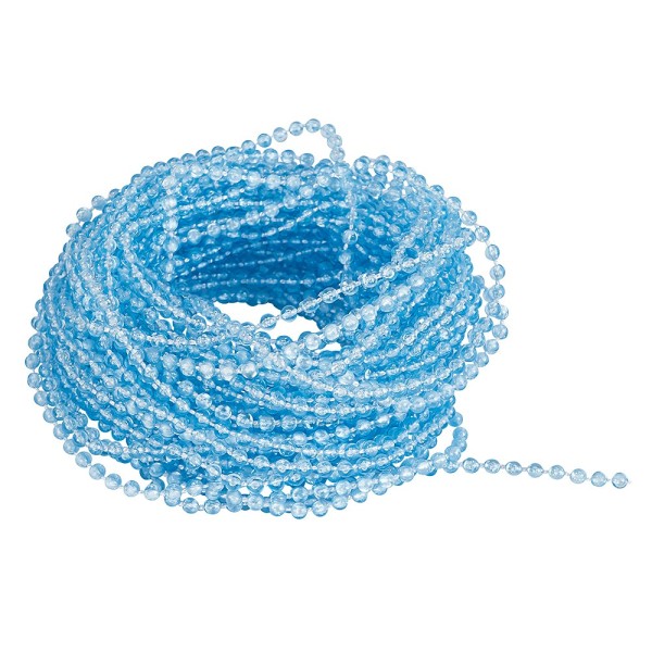 Perlen-Band, 10m lang, Perlen: Ø 3mm, transparent, hellblau