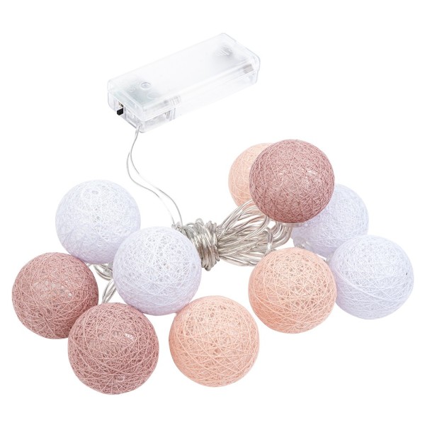 LED-Lichterkette Baumwollkugeln 3, 10 Baumwollkugeln in 3 Farben, weiß/altrosa/apricot, inkl. Timer