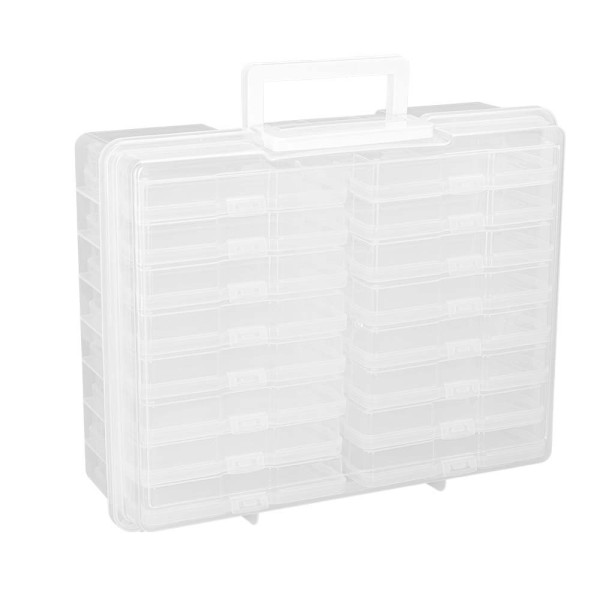 Koffer mit 16 herausnehmbaren Sortierboxen, Koffer: 38cm x 29,5cm x 12,7cm, transparent, 17-teilig