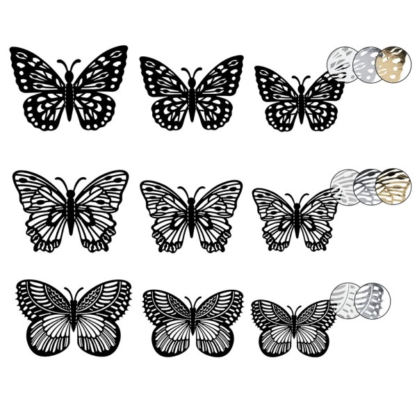Glückstreffer-Set, Laser-Aufleger, Schmetterlinge, verschiedene Designs, 8 Packungen