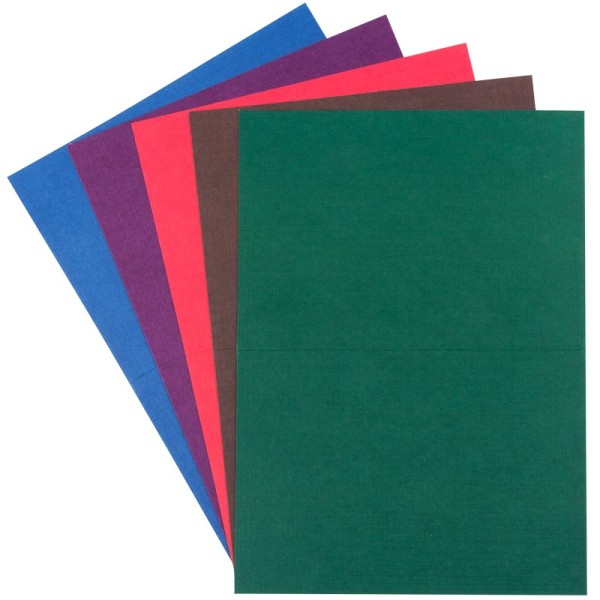 Grußkarten in Leinen-Optik, C6, 5 Farben, kräftige Farbtöne, inkl. Umschläge, 10 Stück