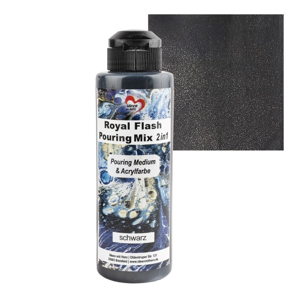Royal Flash Pouring Mix, 2 in 1, Pouring Medium & Acrylfarbe, schwarz, 180ml