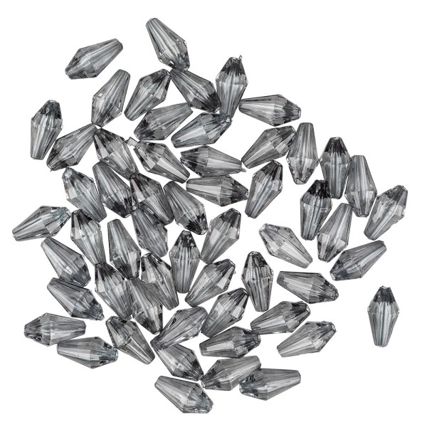 Diamanttropfen-Perlen, transparent, 12mm, anthrazit, 50 Stück
