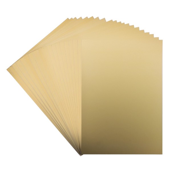 Spiegel-Karton, DIN A4, selbstklebend, 200 g/m², hellgold, 20 Bogen
