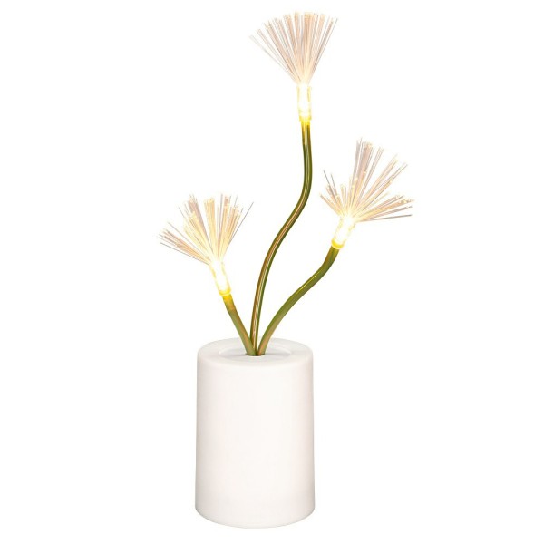 LED-Blumenstiele im Topf mit Glasfaser-Blütenstempeln, ca. 30 cm hoch, 3 LEDs in Warmweiß, Timer