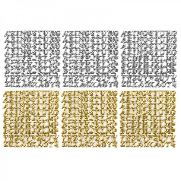 Wachsornamente, Großbuchstaben, 6 Stück, silber & gold