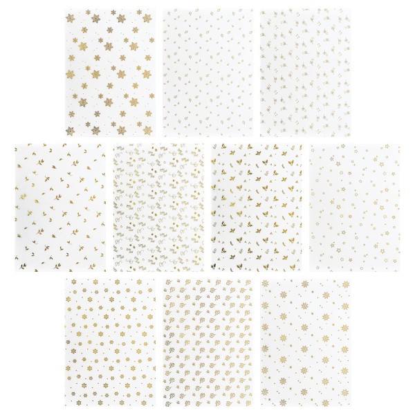 Transparentpapier mit Goldfolienveredelung, Sortierung 4, DIN A4, 10 Designs, weiß, 20 Bogen